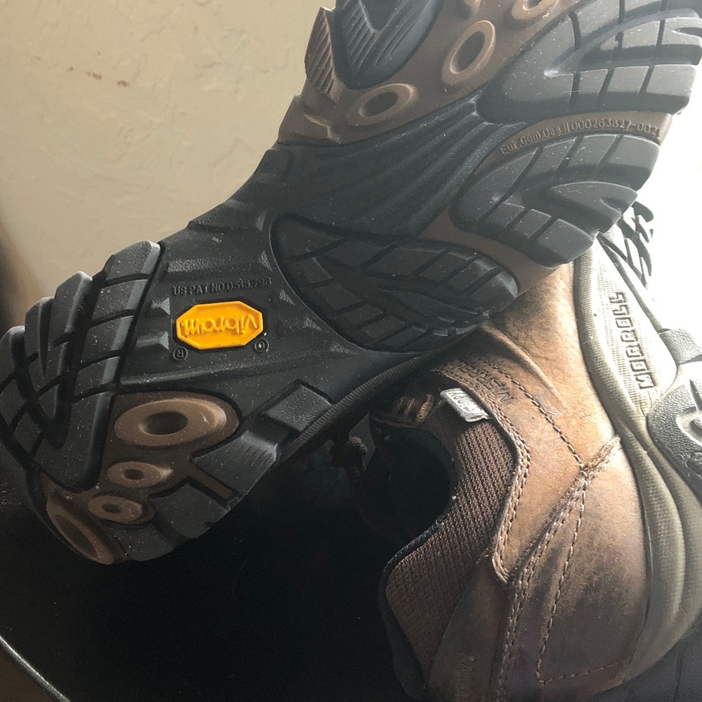 Merrell brown water resistant brown leather shoes size 7.5 - Picture 4 of 6
